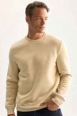 3 Iplik Pamuklu Sardonlu Ici Polarl? Regular Fit Bisiklet Yaka Kal?n Sweatshirt