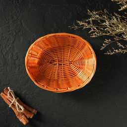 Корзинка для фруктов и хлеба Доляна «Капучино», 18×14×4 см, пластик, плетёная, коричневая