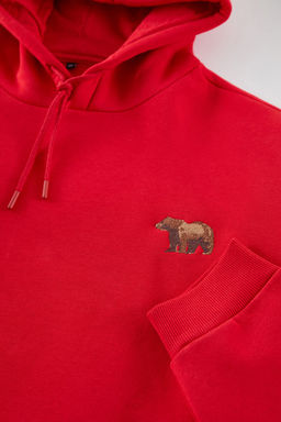 TRENDYOL MAN Buyuk Beden K?rm?z? Oversize/Genis Kesim Kapusonlu Ici Polarl? Sweatshirt TMNAW25AO00005 - Trendyolmilla фото 7