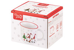 Кружка 400 мл 13*9,5*8,8 см Гномики с елкой с красной каймой NEW BONE CHINA - Elan gallery фото 4