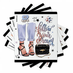 Цена за 5 шт. Тетрадь общая ученическая ErichKrause Fashion Girl, 48 листов, клетка, ламинация soft-touch+выборочный УФ-лак, доп.лист_MIX-PACK