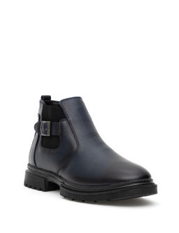 Lacivert %100 Deri Bot