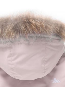 Парка зимняя подростковая для девочки с капюшоном и мехом розового цвета 9532R - Valianly фото 12
