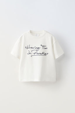 SLOGAN T-SHIRT WITH DRAWSTRING - Zara фото 3