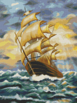 Вышивка крестиком 40х50см, Парусник