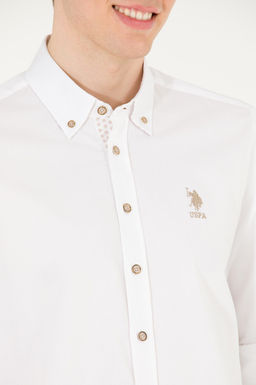 U. S. Polo Assn / Мужская белая рубашка с длинным рукавом - U.s. polo assn фото 7