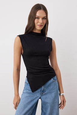 Siyah-Ekru 2li Paket Fitted/Vucuda Oturan Asimetrik Orme Bluz TWOSS25BZ00610 - Trendyolmilla фото 5
