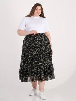 Длинная шифоновая юбка больших размеров ярусная