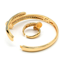 Браслет гвоздь с фианитами цв.голубой, 16см - Радуга камня фото 2