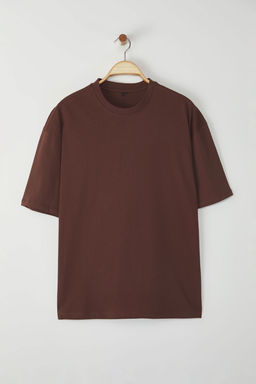 TRENDYOL MAN Koyu Kahverengi Oversize/Genis Kesim %100 Pamuklu Bask?l? T-Shirt TMNSS25TS00070 - Trendyolmilla фото 6
