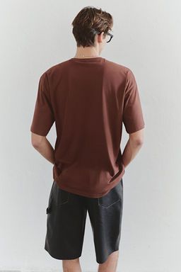 Kiremit Oversize/Geni_ Kesim Cep Detayl_ Tok Kuma_ %100 Pamuk T-shirt TMNSS25TS00068 - Trendyolmilla фото 2