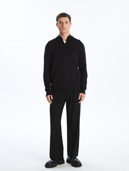 Dik Yaka Uzun Kollu Erkek Triko Kazak