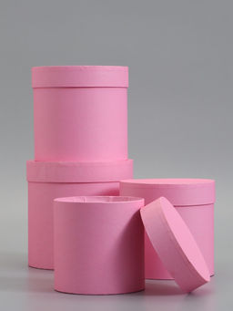 Набор шляпных коробок  4 в 1 "Розовый" 18 × 18 ‒14 × 14 см