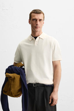 TEXTURED PIQUE KNIT POLO SHIRT - Zara фото 11