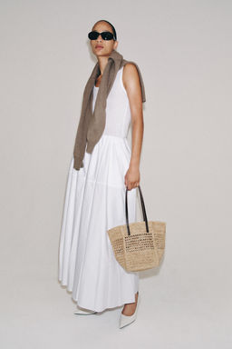 BOLSO MINI SHOPPER RAFIA / Beige claro