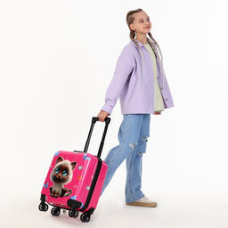 Чемодан детский 28 л (S), отдел на молнии, 4 колеса, розовый