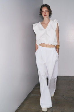 ZW COLLECTION POPLIN PEPLUM TOP - Zara фото 4
