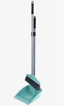 Совок со щеткой с высокой ручкой "Перфетто" бирюзовый