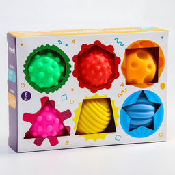 Развивающие тактильные мячики Крошка Я «Цвета и формы», с пищалкой, в наборе 6 шт.