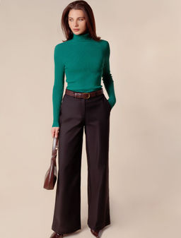 VILATTE / Свитер тонкой вязки в рубчик из вискозы  фото 4