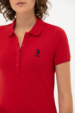 U. S. Polo Assn Женская красная базовая футболка с воротником-поло - U.s. polo assn фото 7