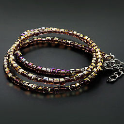 Бусы чокер Кубик хрусталь Лиловые 3мм-38см алмазная огранка