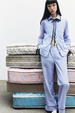 VELVET STRIPE PYJAMA BOTTOMS - Zara фото 2