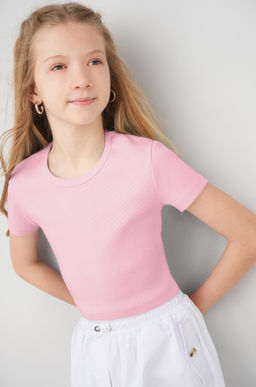 Укороченная футболка в рубчик для девочки Happyfox фото 17