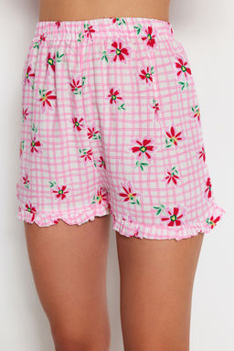 Trendyolmilla Kad?n Mini Me/Anne K?z Pembe Cicekli F?rf?rl? Viskon Sortlu Dokuma Pijama Tak?m? THMSS23PT00167 фото 20