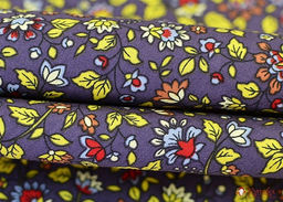 Импорт. хлопок Сказочный вьюнок на серо-фиолетовом, ш.1.48м, хлопок-100%, 115гр/м.кв - Купава фото 3