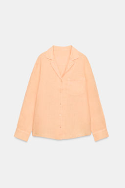 CAMISA LINO 100% BOLSILLO ZW COLLECTION / Mandarina - Zara фото 7