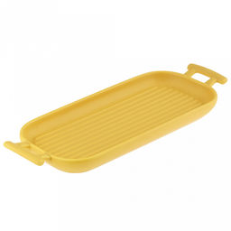 Форма для запекания керамическая "Модерн" 360мл, 26,5х10,8х2,5см, гриль, прямоугольная, 2 ручки, общая длина 32см, желтый, в коробке (Китай)