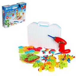 Zabiaka. Констркутор винтовой "Конструктики с шестеренками" 191 деталь с шуруповертом арт.5146798