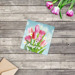 Цена за 20 шт. Открытка-мини «С 8 марта», 7×7 см