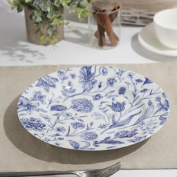 Тарелка Добрушский завод «Беатриче», d=24 см, фарфор, синяя