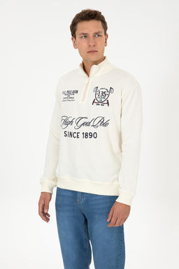 Erkek Comfort Fit Yar_m Fermuarl_ Krem Sweatshirt - U.s. polo assn фото 3