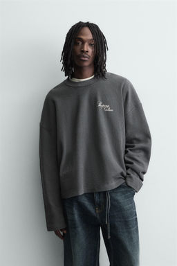 TEXTURED SWEATSHIRT WITH SLOGAN PRINT - Zara фото 2