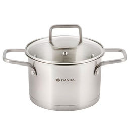Кастрюля нерж, 2.9 л, с крыш, крыш стекло, Daniks, Ирати, индукц, SD-01369-18 (505742)