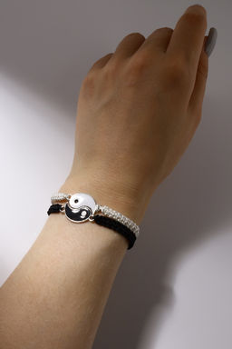 Цена за 2 шт. Браслеты парные «Неразлучники» инь-ян, толстая нить, чёрно-белые, d=7 см