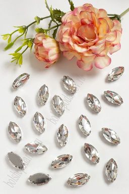 Стразы пришивные 18 мм "Овал заостренный" (20 шт) SF-3712, серебро №1