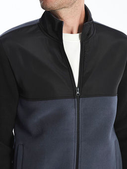 Dik Yaka Uzun Kollu Polar Erkek Fermuarl? Sweatshirt