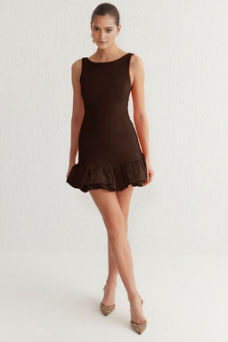 TRENDYOLMILLA Siyah Balon Etek Detayl? Ici Sort Astarl? Dokuma K?sa Elbise TPRSS25EL00059  фото 16