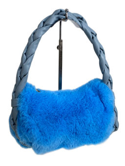Женская сумка из искусственного меха, цвет голубой