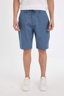 Габардин-бермуды обычного кроя, прямые брючины - Defacto фото 4