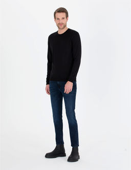 Siyah Slim Fit Bisiklet Yaka Y_n Kar___ml_ Basic Triko Kazak - Pierre cardin фото 4