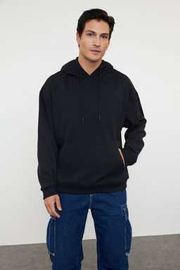 Siyah Oversize/Geni_ Kesim Kap__onlu __i Polar/S_cak Tutan Sweatshirt TMNAW23SW00195 - Trendyolmilla фото 2