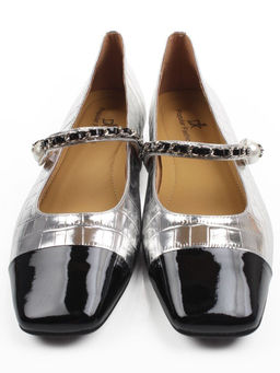 06-H4A-5C BLACK/SILVER Туфли женские (натуральная кожа)