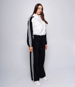 Спортивный костюм #КТ388-1, белый,чёрный