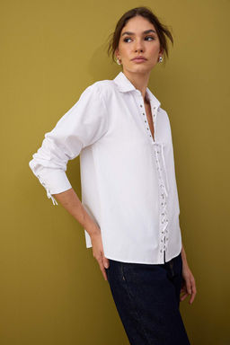 Siyah Onu Bagc?k Detayl? Oversize Gomlek TWOAW26GO00010 - Trendyolmilla фото 2