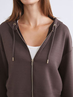 Kap??onlu Kad?n Fermuarl? Sweatshirt